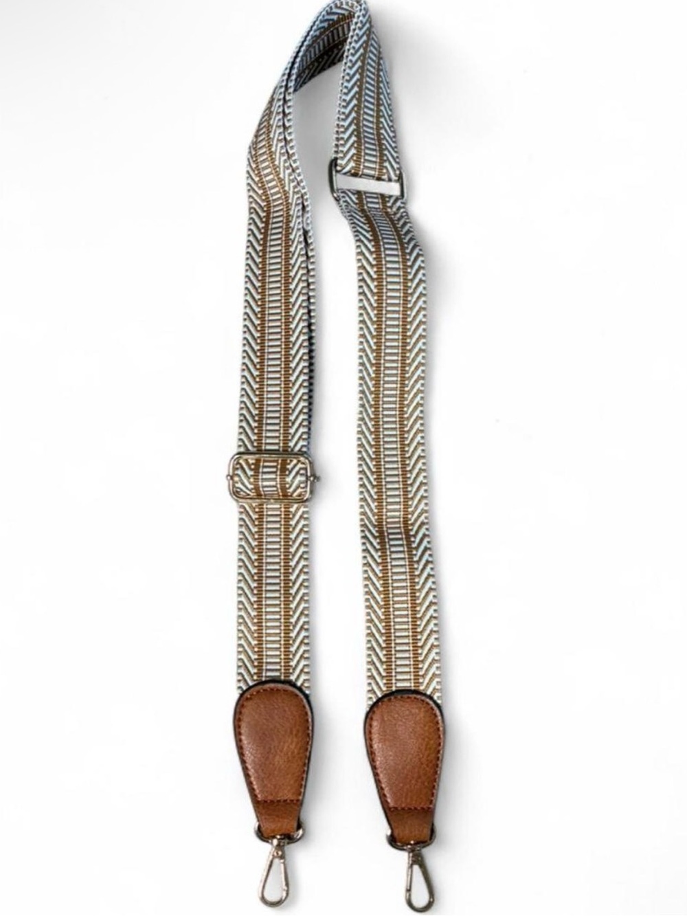 Tan and white Herringbone Bag Strap Replacement